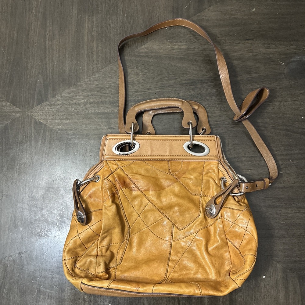Francesco Biasia Handbag Shoulder Bag Vintage Brown Leather Authentic